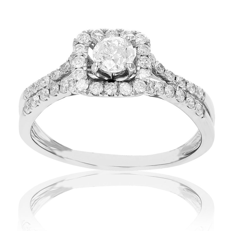 Shop Vir Jewels 3/4 Cttw Diamond Engagement Ring 14k White Gold Halo Style Prong Bridal