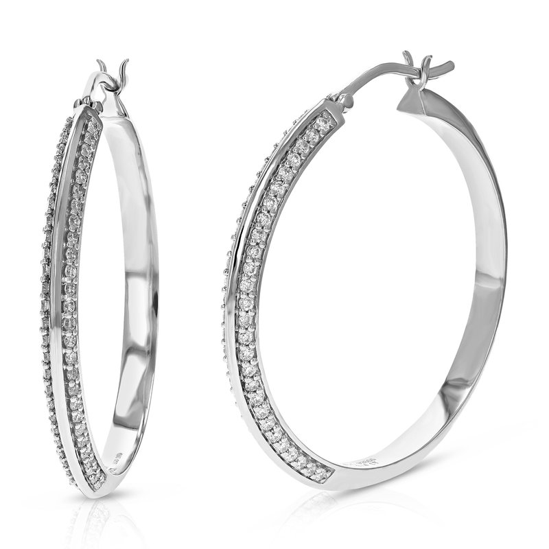 Vir Jewels 3/4 Cttw Diamond Hoop Earrings For Women, Round Lab Grown Diamond Earrings In .925 Sterling Silver, In Grey