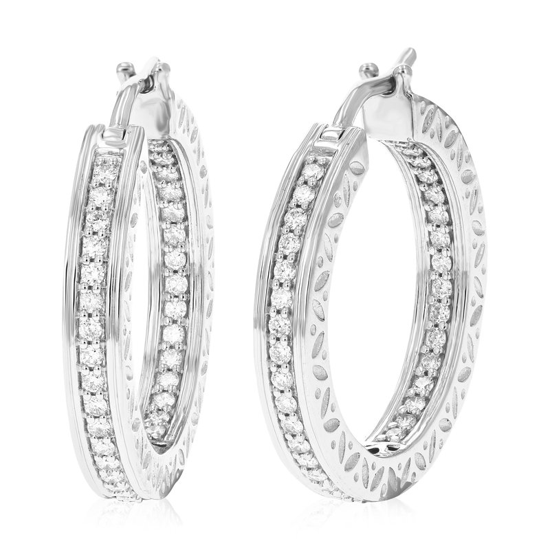 Vir Jewels 3/4 Cttw Diamond Hoop Earrings For Women, Round Lab Grown Diamond Earrings In .925 Sterli In Metallic