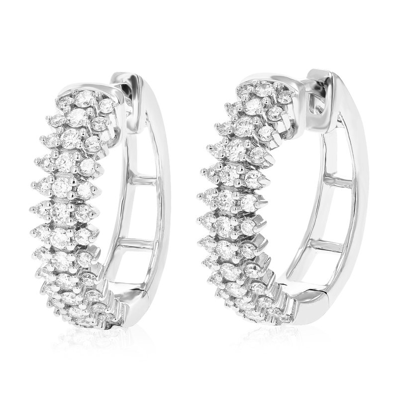 Vir Jewels 3/4 Cttw Diamond Hoop Earrings For Women, Round Lab Grown Diamond Earrings In .925 Sterli In Metallic