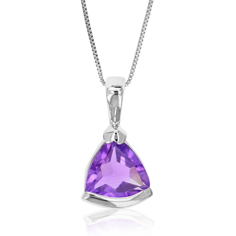 Vir Jewels 3/4 Cttw Pendant Necklace, Purple Amethyst Trillion Pendant Necklace For Women In .925 Sterling Silv In Grey