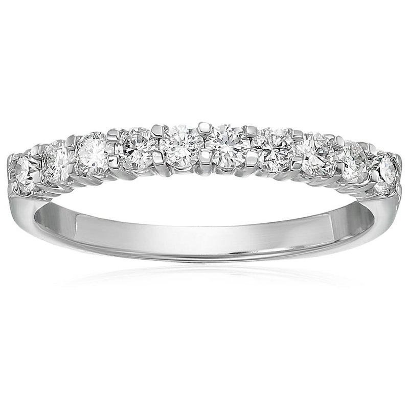 Vir Jewels 3/4 Cttw Round Diamond Wedding Band For Women In 14k White Gold, 10 Stones Prong Set