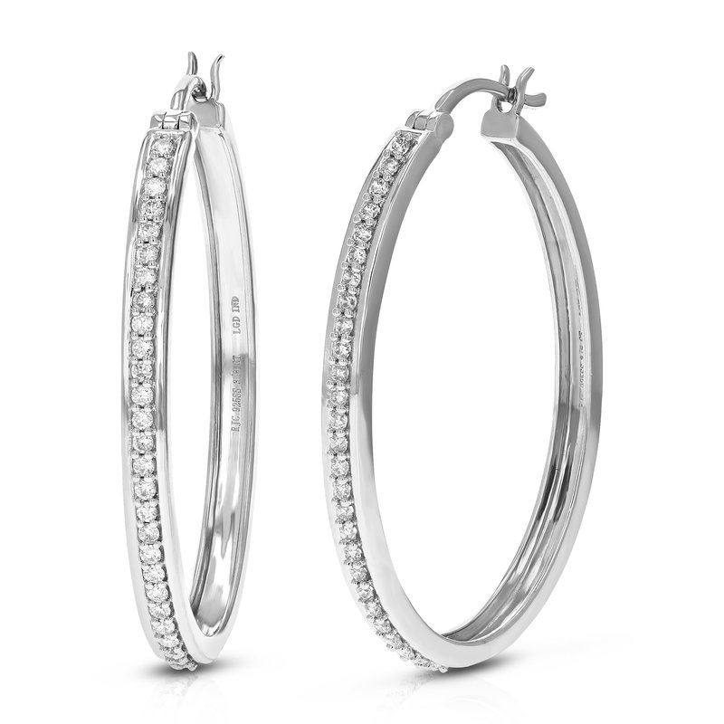 Vir Jewels 3/8 Cttw Diamond Hoop Earrings For Women, Round Lab Grown Diamond Earrings In .925 Sterling Silver, In Grey