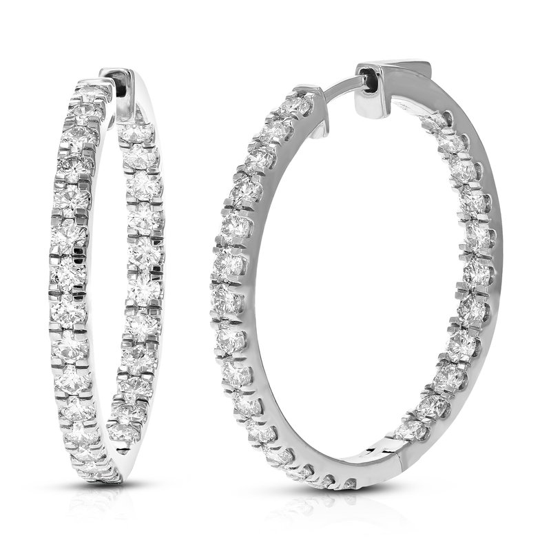 Vir Jewels 3 Cttw Diamond Hoop Earrings For Women, Round Lab Grown Diamond Earrings In .925 Sterling In Grey