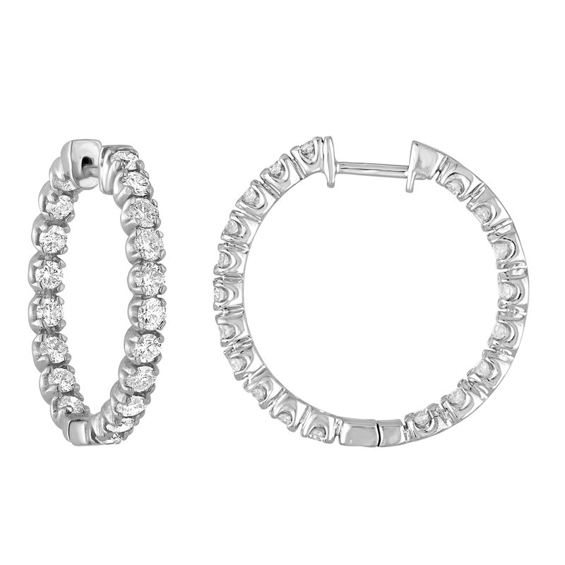 Vir Jewels 3 Cttw I1-i2 Certified Diamond Inside Out Hoop Earrings 14k White Gold