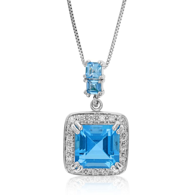 Shop Vir Jewels 4.30 Cttw Pendant Necklace, Swiss Blue Topaz Pendant Necklace For Women In .925 Sterling  In Grey