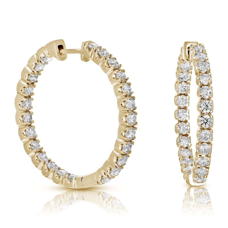Shop Vir Jewels 5 Cttw Diamond Inside Out Hoop Earrings 14k Yellow Gold Round Prong Set 1.50"