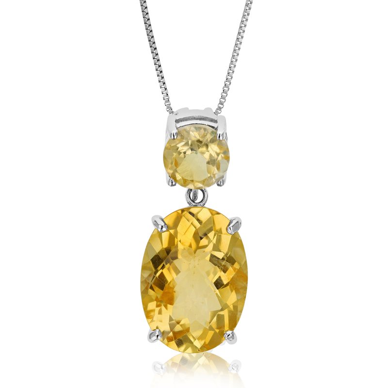 Shop Vir Jewels 5.5 Cttw Pendant Necklace, Citrine Oval Pendant Necklace For Women In .925 Sterling Silver With 18"  In Grey