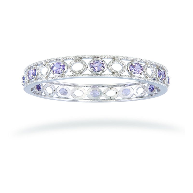 Vir Jewels 5.70 Cttw Purple Amethyst And Diamond Eternity Bangle Bracelet Brass Rhodium In White