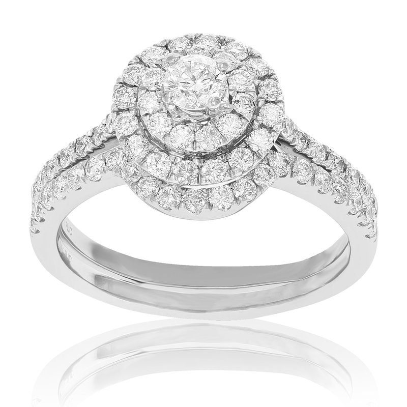 Vir Jewels 7/8 Cttw Diamond Wedding Engagement Ring Set 14k White Gold Round Bridal Style