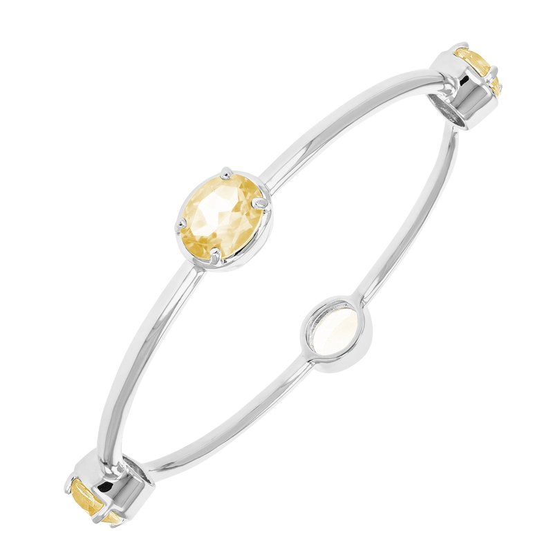 Vir Jewels 9.50 Cttw Citrine Bangle Bracelet Brass With Rhodium Plating 11x9 Mm Oval In Grey