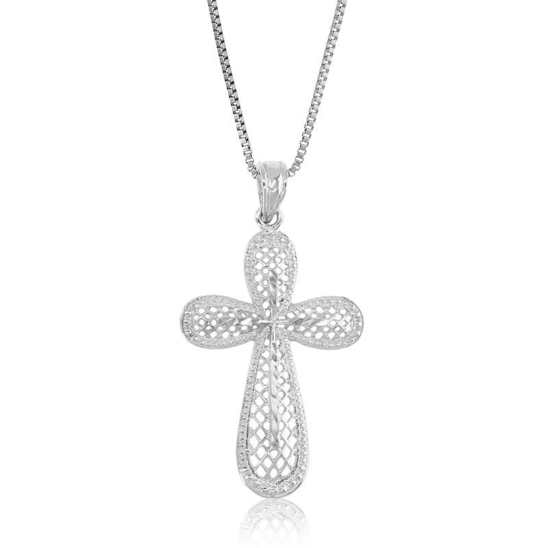 Vir Jewels Cross Pendant Necklace For Women In .925 Sterling Silver, Size 1" In Grey