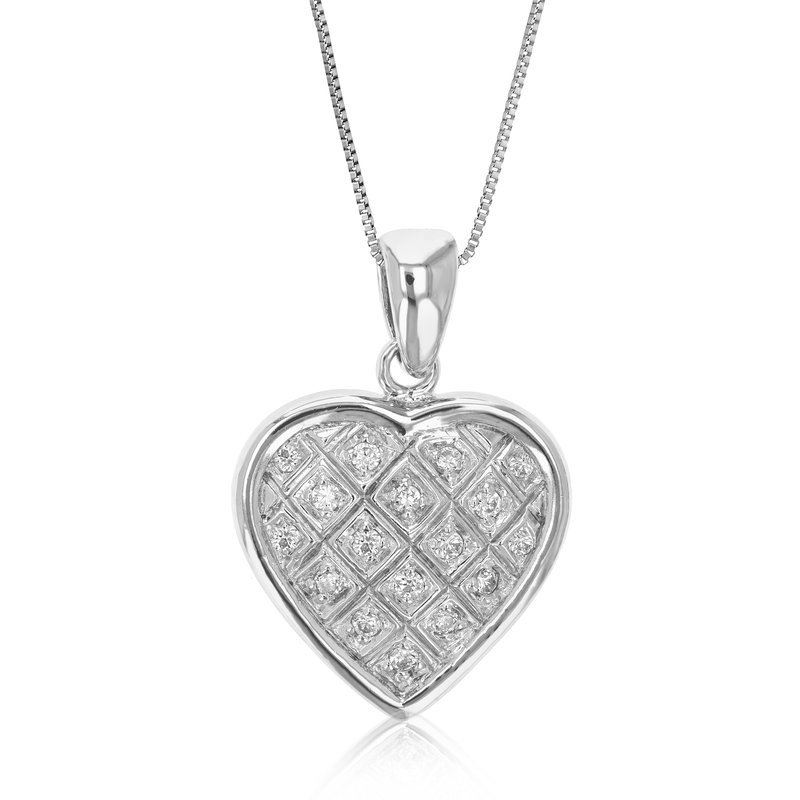 Vir Jewels Pendant Necklace, Cz Heart Pendant Necklace For Women In .925 Sterling Silver With 18" Chain In Grey