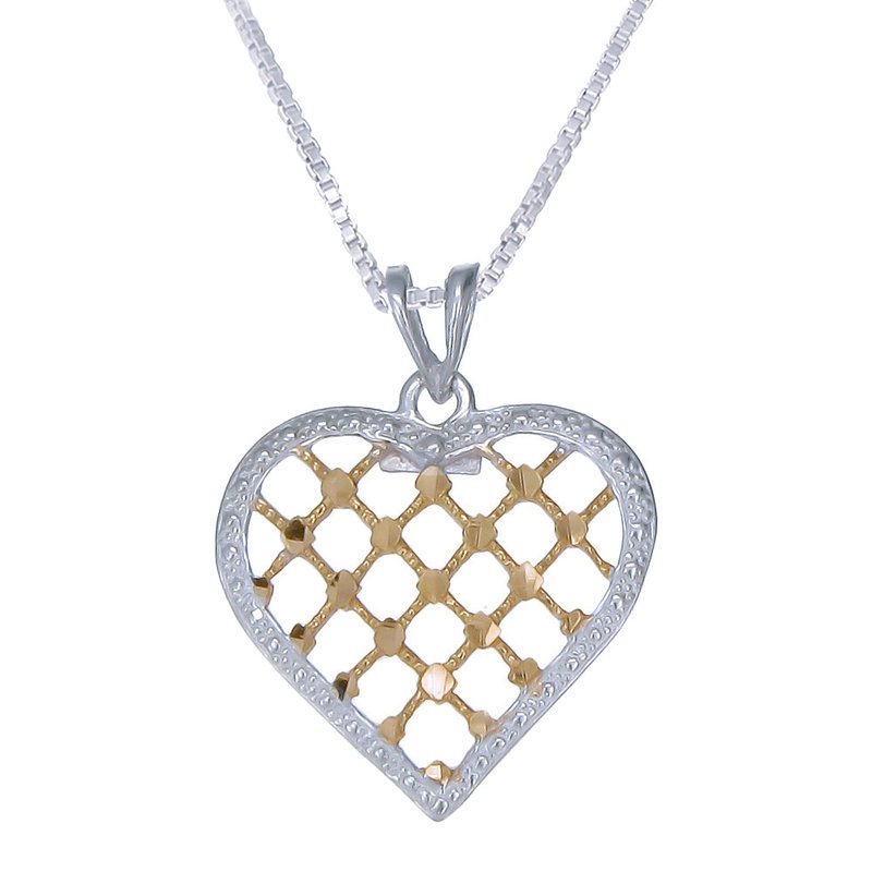Vir Jewels Pendant Necklace, Yellow Gold Plated Silver Heart Pendant Necklace For Women In .925 Ster In Metallic
