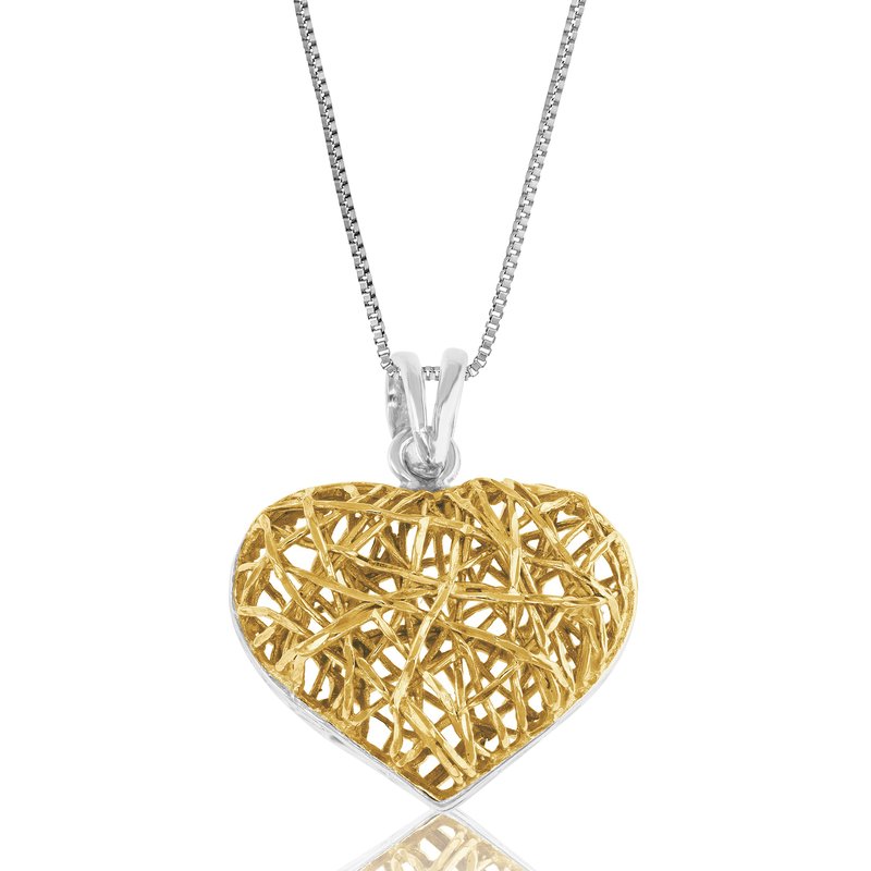 Vir Jewels Pendant Necklace, Yellow Gold-plated Silver Heart Pendant Necklace For Women With 18" Chain, Size 3/