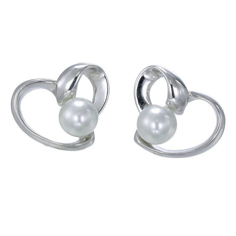 Vir Jewels Sterling Silver Heart Earrings In Metallic
