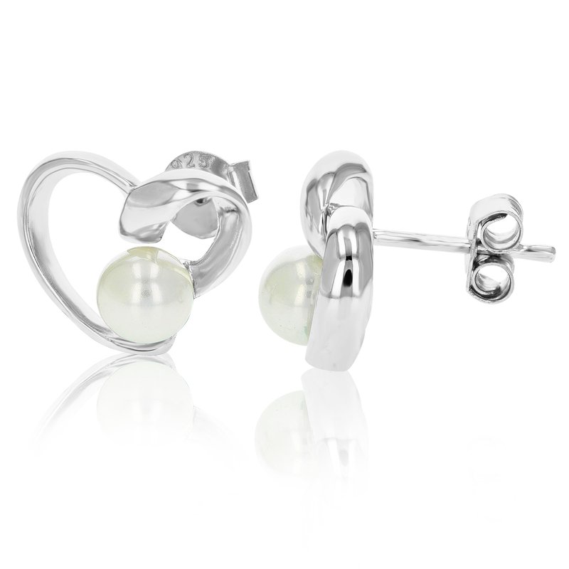 Shop Vir Jewels Sterling Silver Heart Earrings In Grey