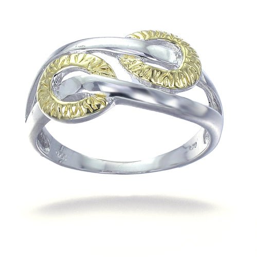 Shop Vir Jewels Two Row Fashion Ring With Design In Yellow Gold Plated Over .925 Sterling Silver In Grey