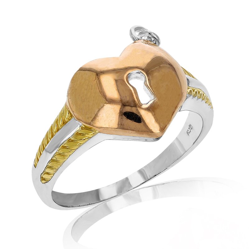 Shop Vir Jewels Yellow Gold Plated Over Sterling Silver Fashion Heart With Lock And Key Ring
