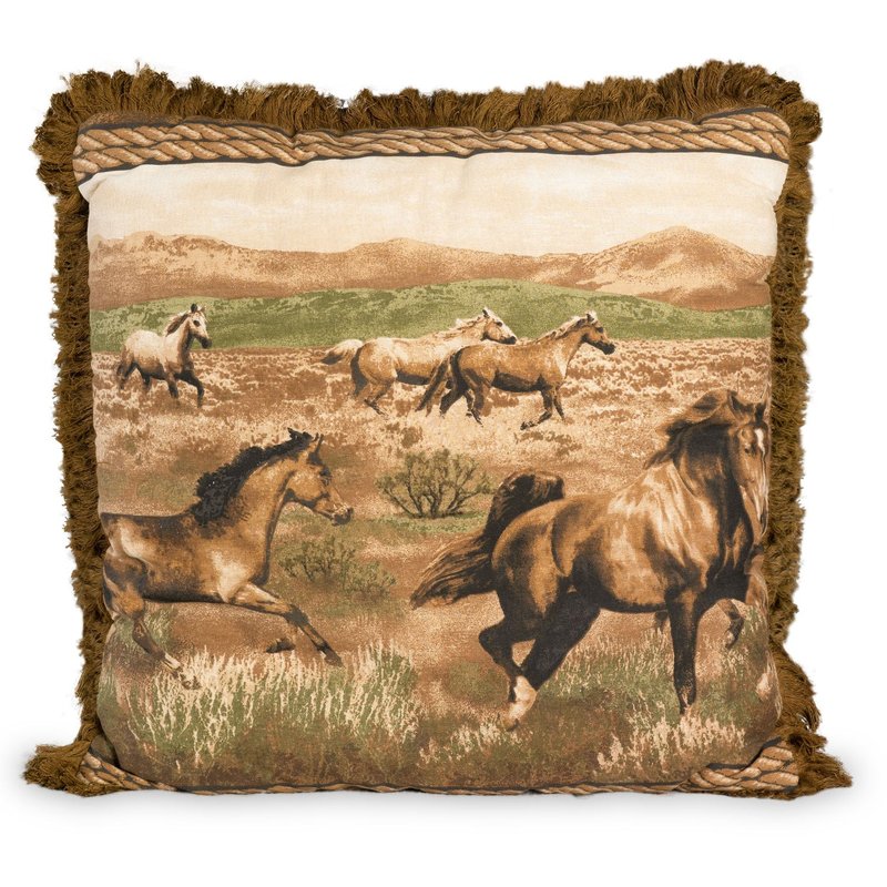 Blue Ridge Trading Visi-one  Running Wild Horse Decorative Hunting Square Throw Pi In Brown