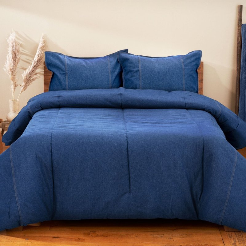 Karin Maki Visi-one Denim Blue Duvet Cover, 100% Washed Cotton Duvet Cover, Luxury Soft Comforter Cover Only Wi