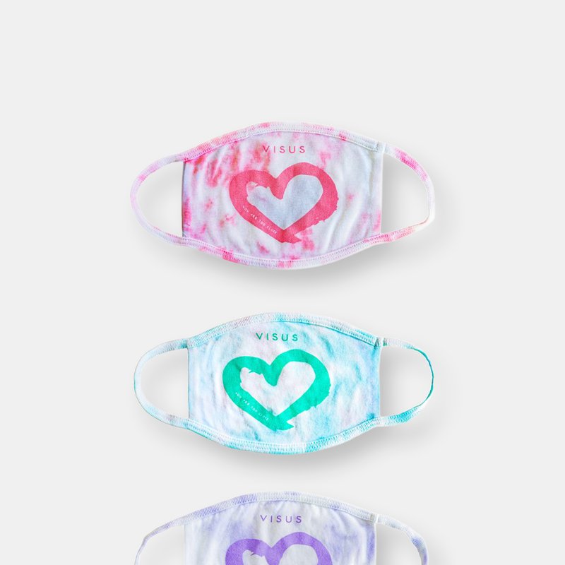 Visus Tie Dye Heart Face Mask • 3 Pack In Multi