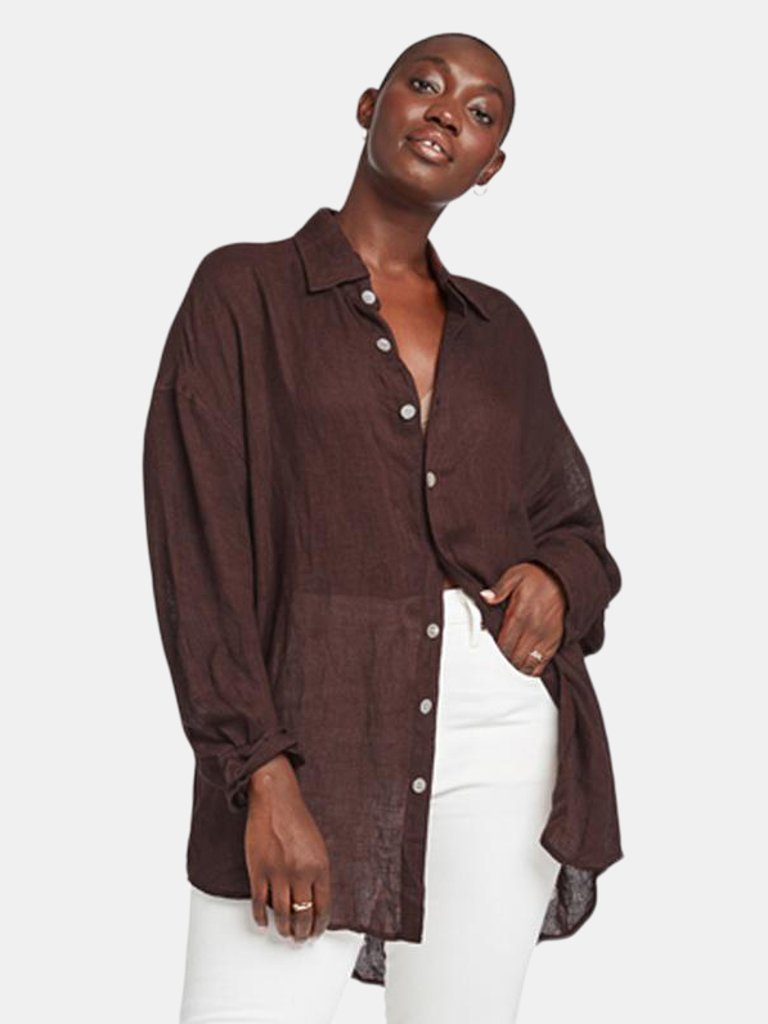 brown linen blouse