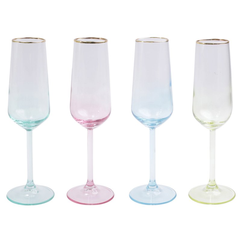Viva By Vietri Rainbow Assorted Champagne Flutes In Blue