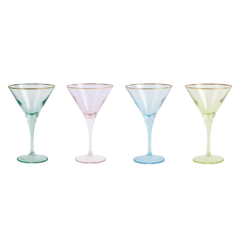 Viva By Vietri Rainbow Assorted Martini Glasses In Pink