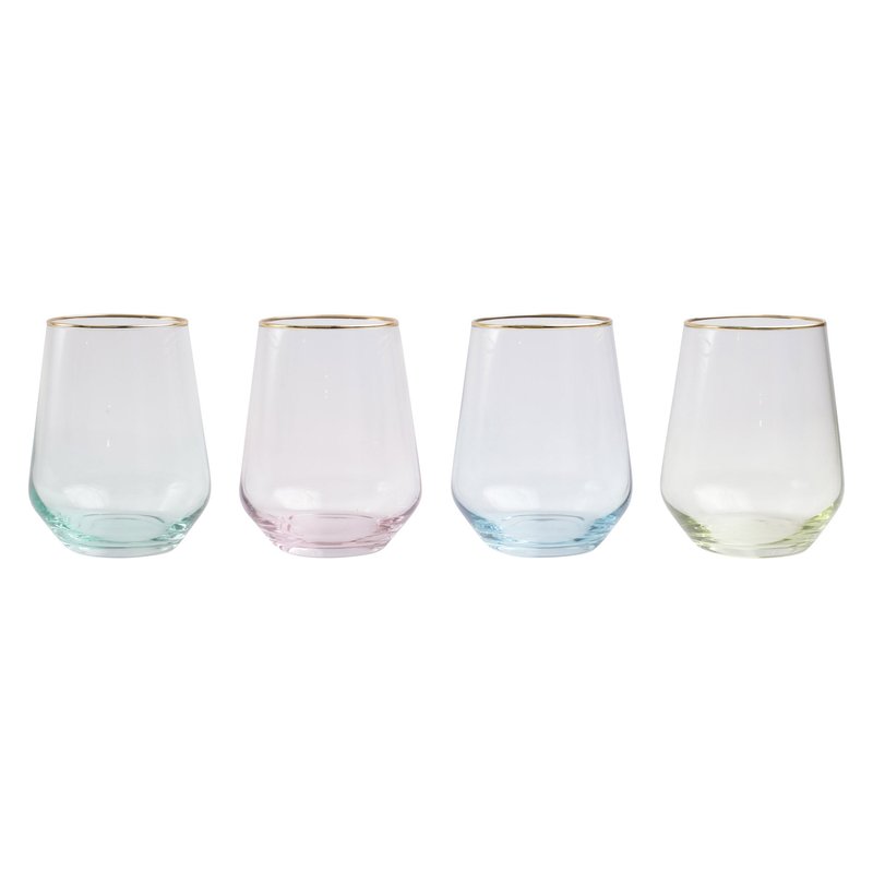 Viva By Vietri Rainbow Assorted Stemless Wine Glasses In Pink