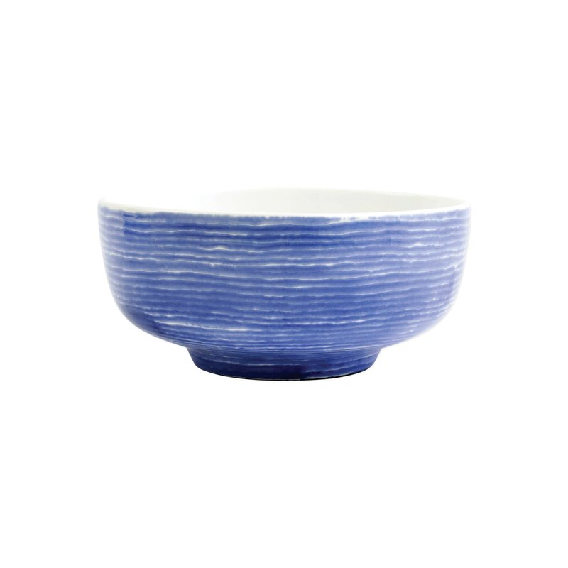 Viva By Vietri Santorini Stripe Medium Footed Serving Bowl In Blue