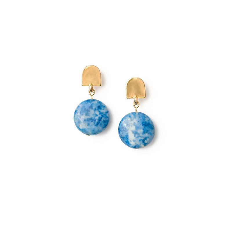 Shop Vue By Sek Gold Dome + Denim Lapis Earrings In Blue