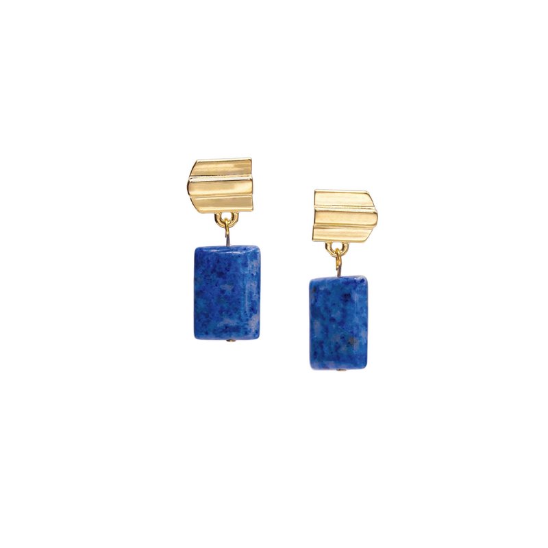 Shop Vue By Sek Gold Layered Dome + Denim Lapis Earrings