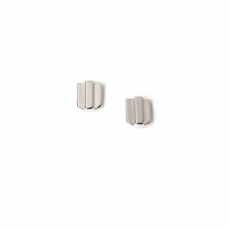 Vue By Sek Rhodium Layered Dome Studs In Grey