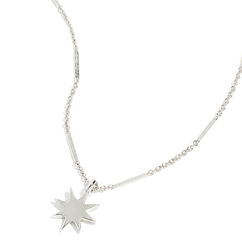 Vue By Sek Rhodium Star Necklace In Grey
