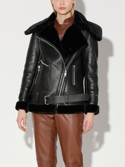 Walter Baker Celine Jacket, Black Leather/Black Fur product