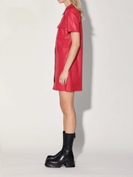 Finley Leather Dress - Cerise