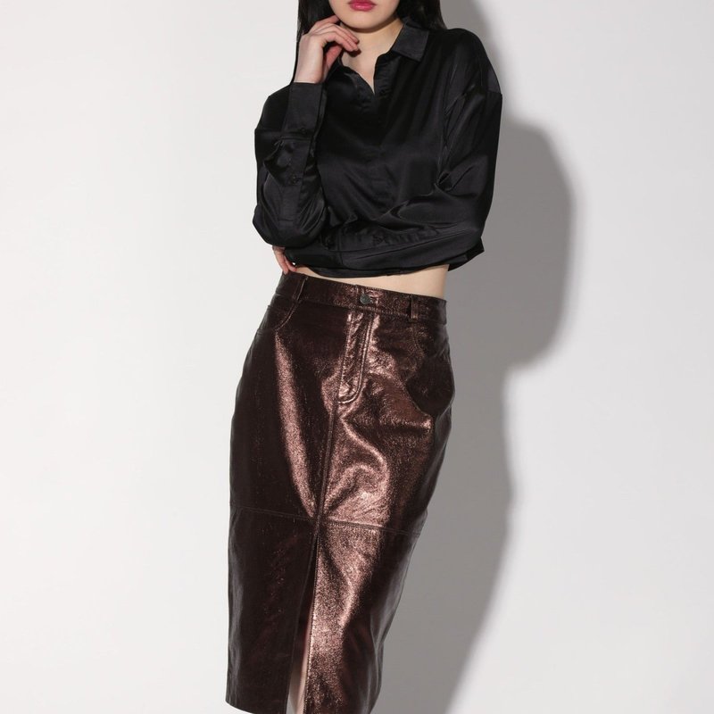 Shop Walter Baker Glynice Skirt, Bronze Leather In Brown