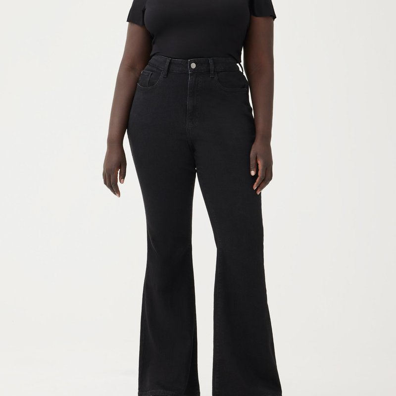 Shop Warp & Weft Mia Plus High Rise Flare Jeans In Black