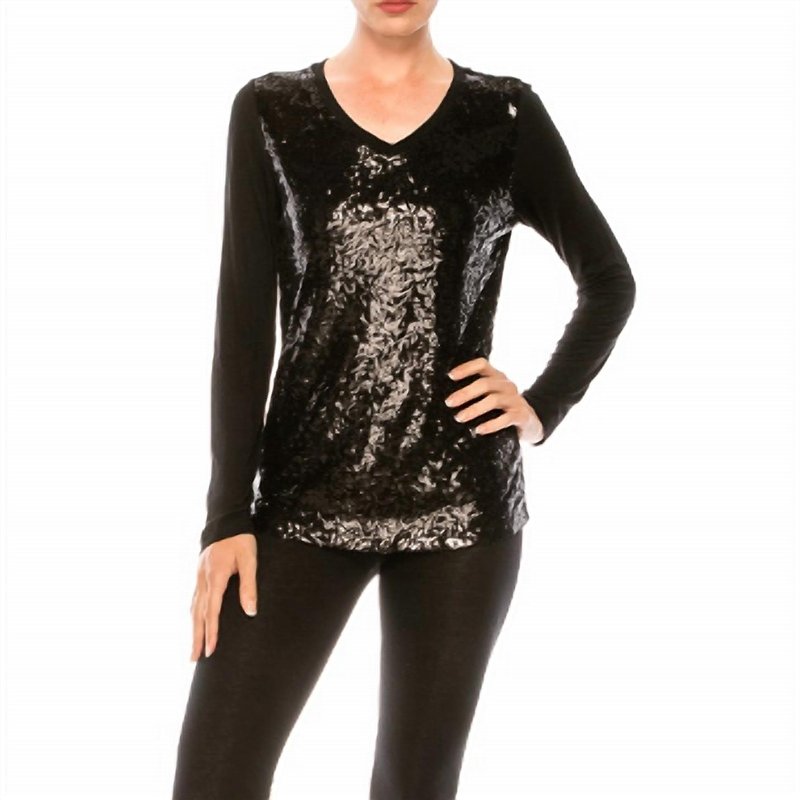 Shop Way Women's Long Sleeve Sequin T-shirt Top In Black