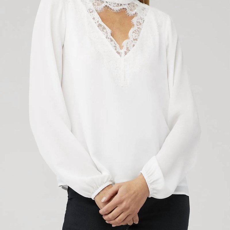 Shop Wayf Lace-trim Cutout Top In Ivory In White