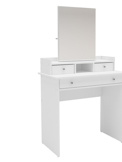 Waylavie Merced White 3-Drawers Dressing Table With Mirror product