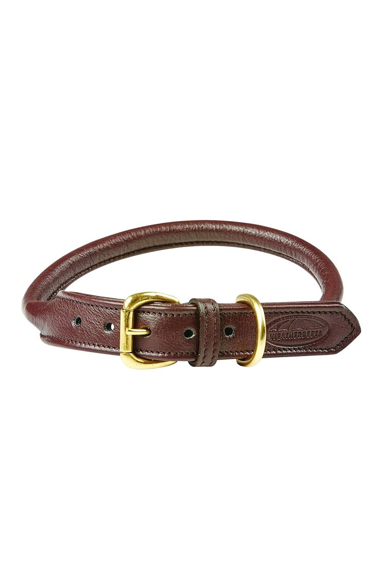 Weatherbeeta Rolled Leather Dog Collar (Brown) (XXL) - Brown