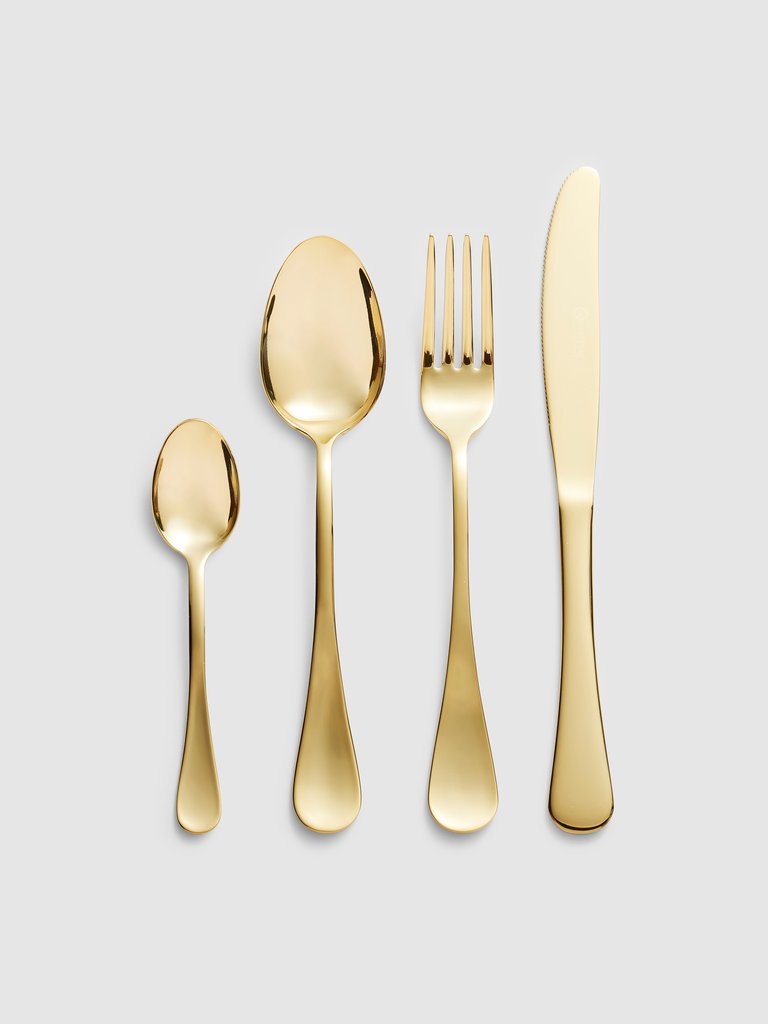 Stainless Steel Flatware Set - Shiny Gold