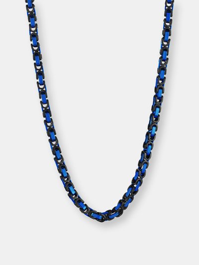 West Coast Jewelry Crucible Men's Black and Blue Polished Stainless Steel Byzantine Chain Necklace product