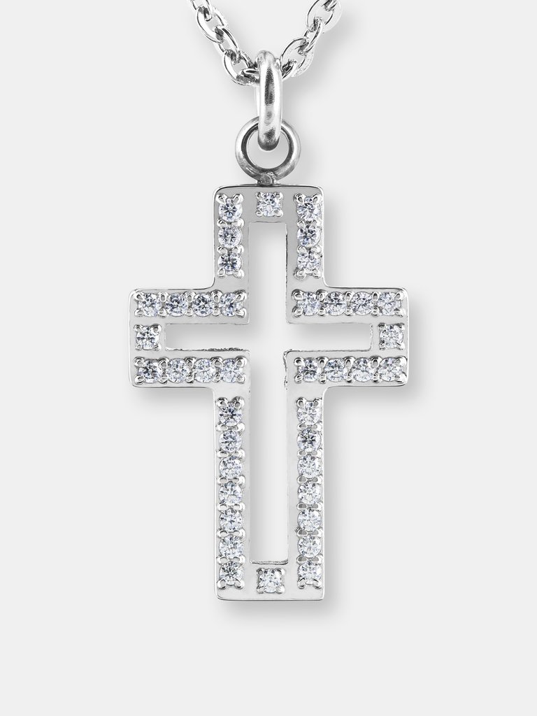 West Coast Jewelry 19 ELYA Stainless Steel Cross Pendant with Cubic Zirconia