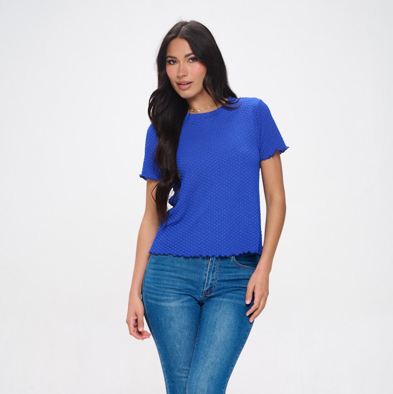 Shop West K Alessia Short Sleeve Textured Top In Blue