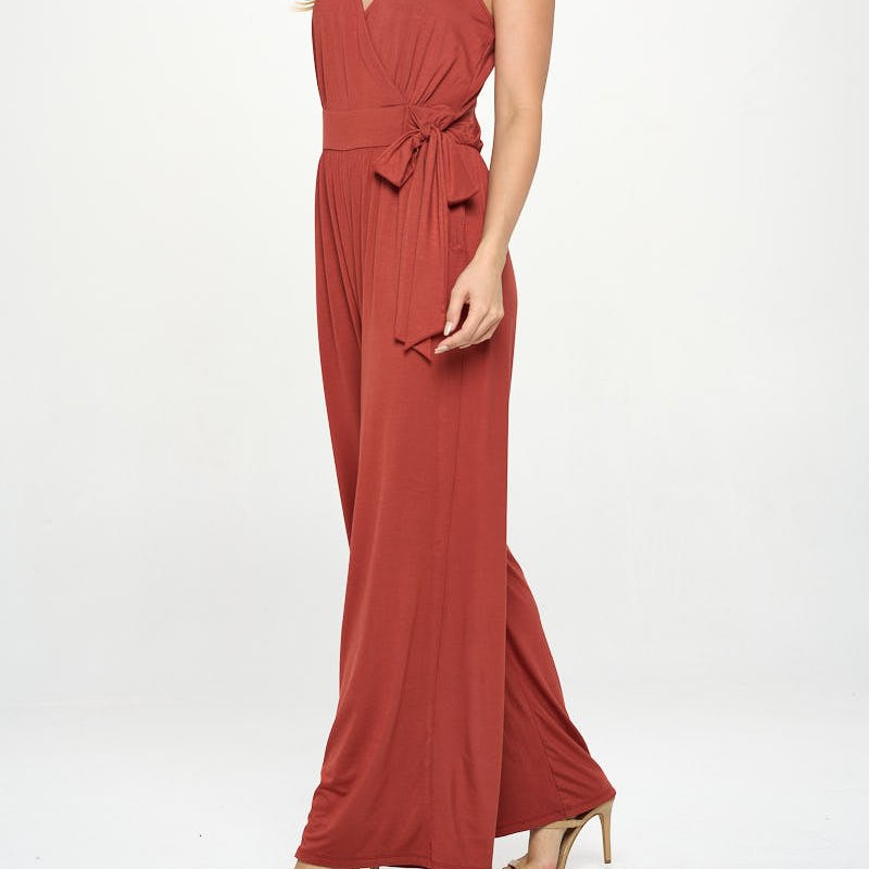 Shop West K Bridget Side Tie Strappy Jumpsuit With Pockets In Red