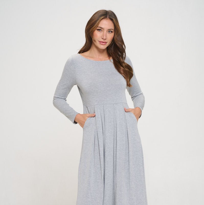 Shop West K Charlee Long Sleeve A-line Knit Dress With Pockets In Grey