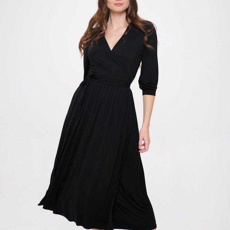 Shop West K Hadley Three Quarter Sleeve Full Wrap Dress In Black
